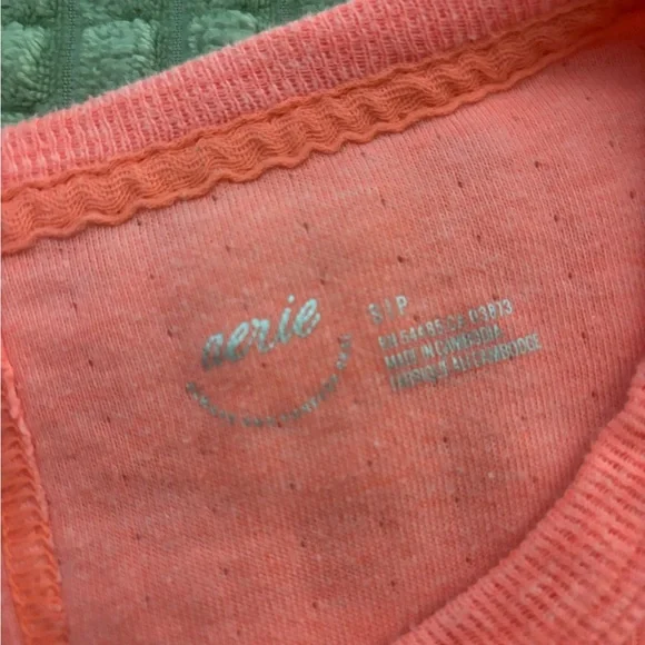 aerie Peachy Coral Rib-Trim Tee - Picture 2 of 2